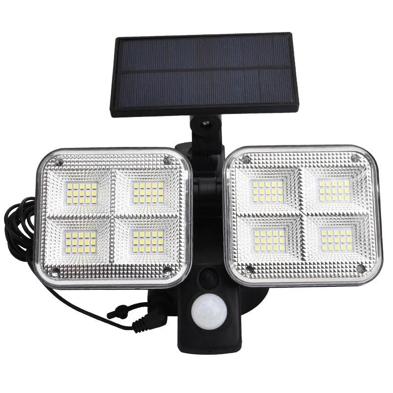 Solar Outdoor Light 120SMD LED Security Lights,2-Heads Motion Sensor Lights,IP65,270° Wide Angle Flood Wall Lights with 3 Modes