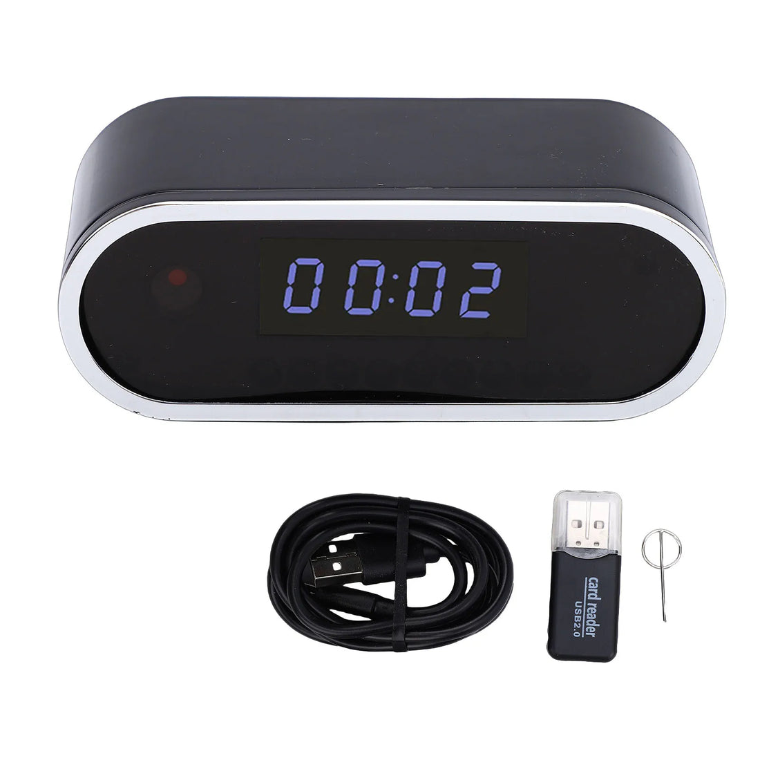 Indoor Camera Wireless WiFi 1080P FHD 130° Wide Angle 12/24H Clock Camera with Motion Detection Night Mode APP for Bedroom
