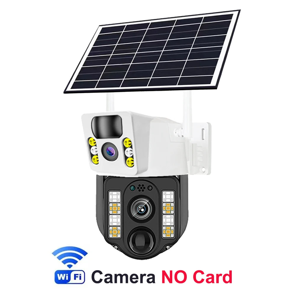 4K 8MP Dual Lens Solar 4G WiFi Camera Wireless Battery Low Powered IP Camara PIR Motion Detect External CCTV Video Surveillence