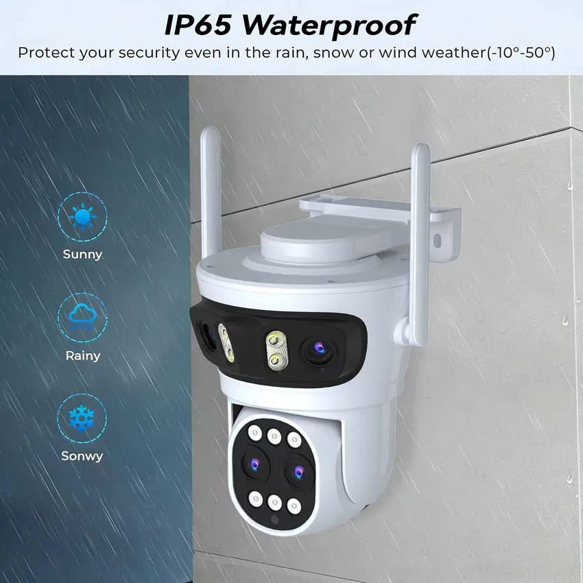 PTZ 4 Lens 3 Screen 10X Digital Zoom AI Auto Tracking IP O-KAM PRO Wifi Camera Outdoor Linkage Video Bluetooth Security Camera