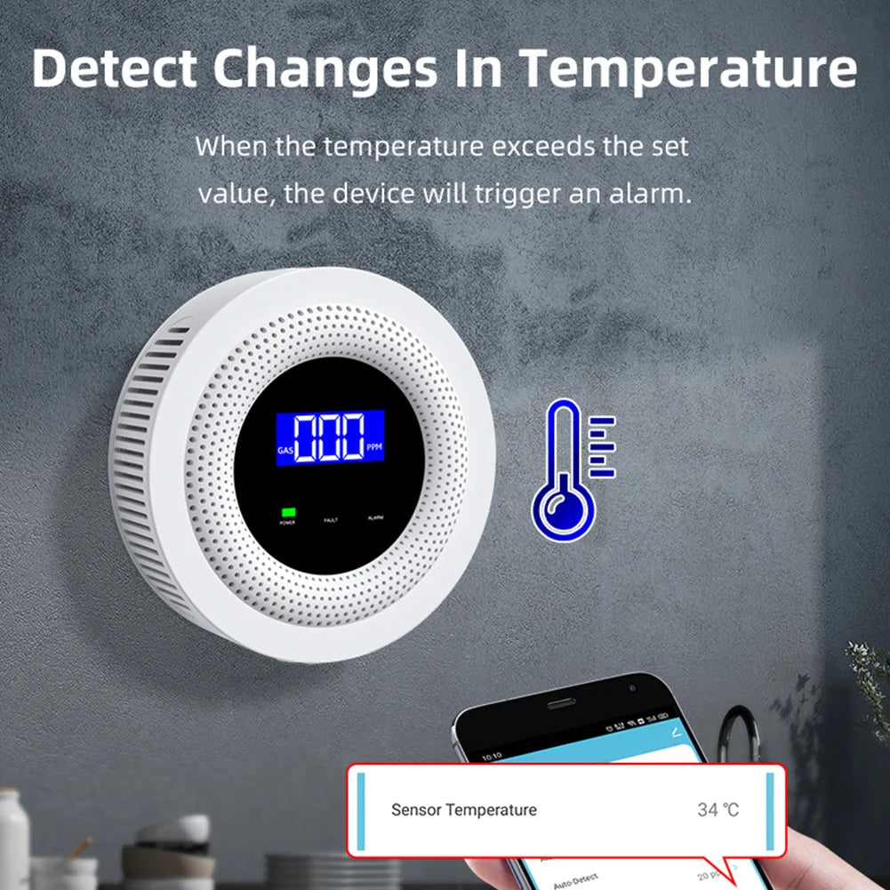 Gas Leak Sensor Digital Display Natural Gas Sniffer APP Remote Control WiFi Natural Gas Detector for LPG Gas Biogas Methane