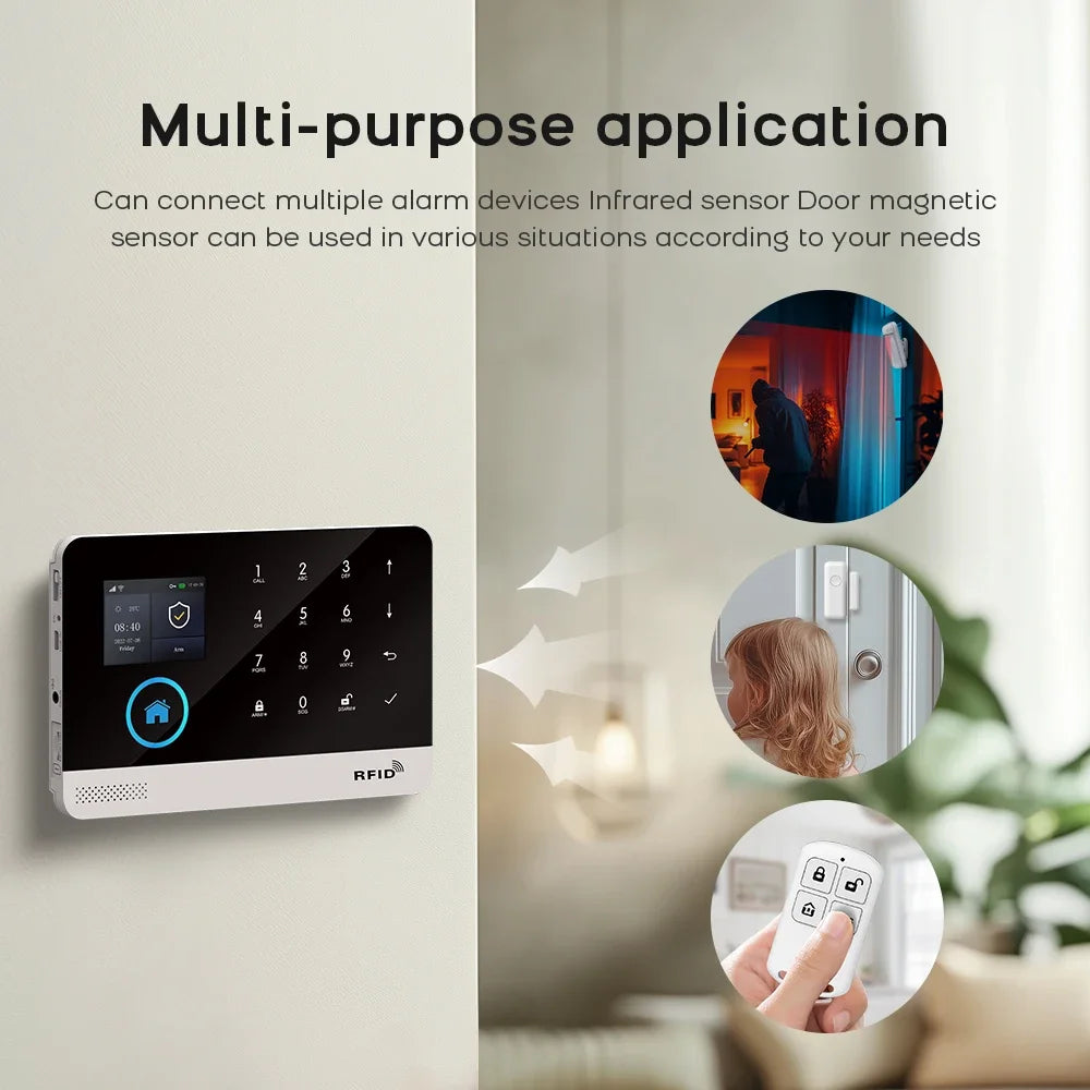 PG-103 Home Security Alarm System Wifi GSM Alarm Intercom Remote Control Autodial 433MHz Detectors IOS Android Tuya APP Control