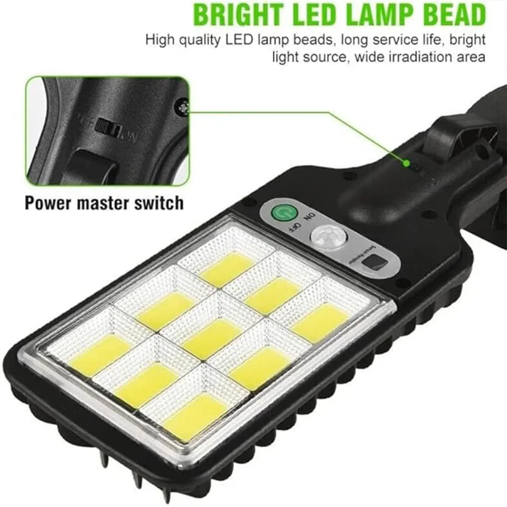 Solar Powered Security Lights 108LED Outdoor Wall Lamp with 3 Modes PIR Motion Sensor Waterproof for Outdoor Yard Fence Path