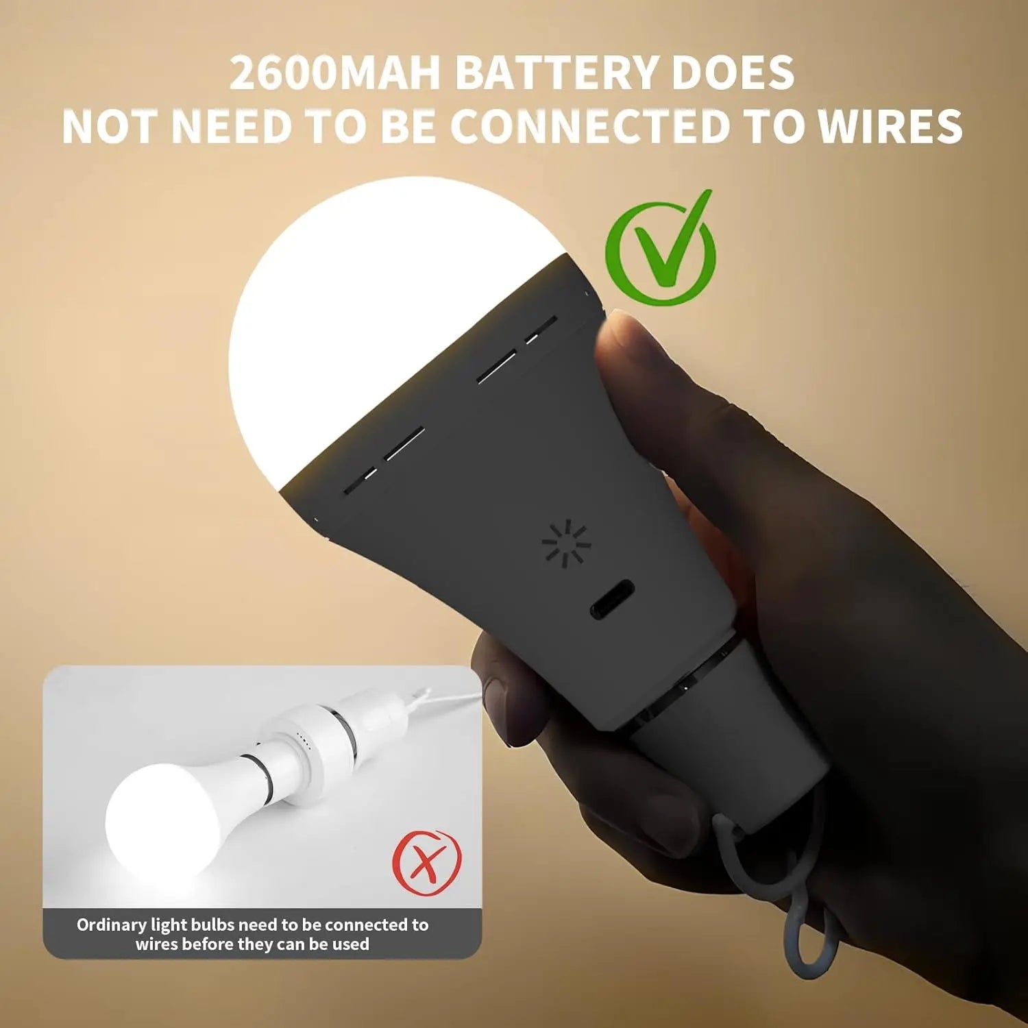 USB-C Rechargeable Light Bulb with Remote Control 5V 7W E27 Smart Battery BulbTouch Control Dimmable LED Bulbs with Timing