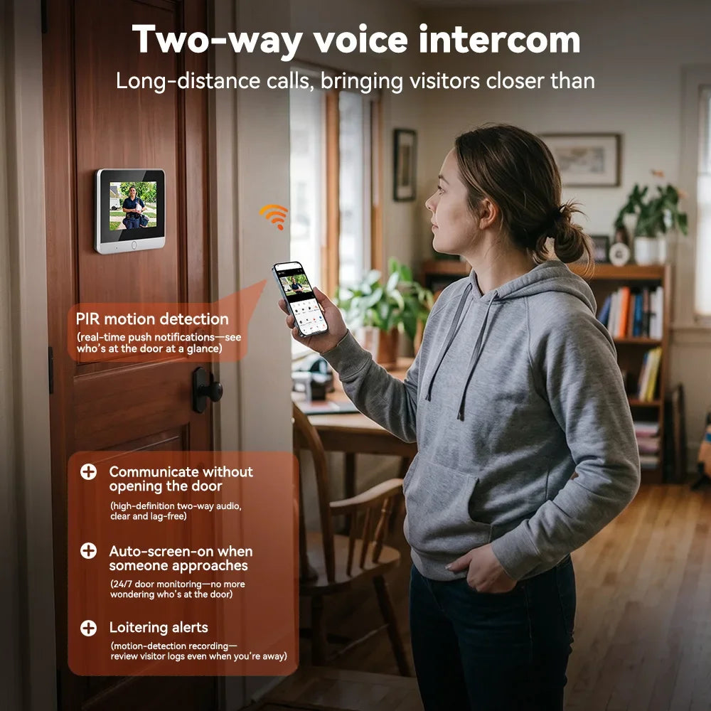 5 Inch WiFi Tuya Video Doorbell 1080P HD Peephole Camera 140°