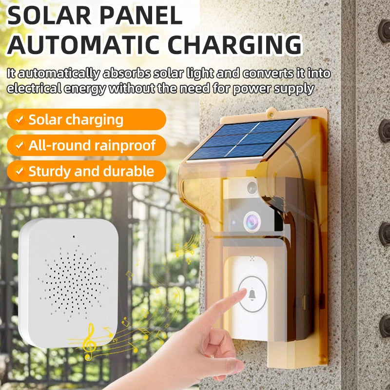 Outdoor Wireless Doorbell with Solar Cover Camera