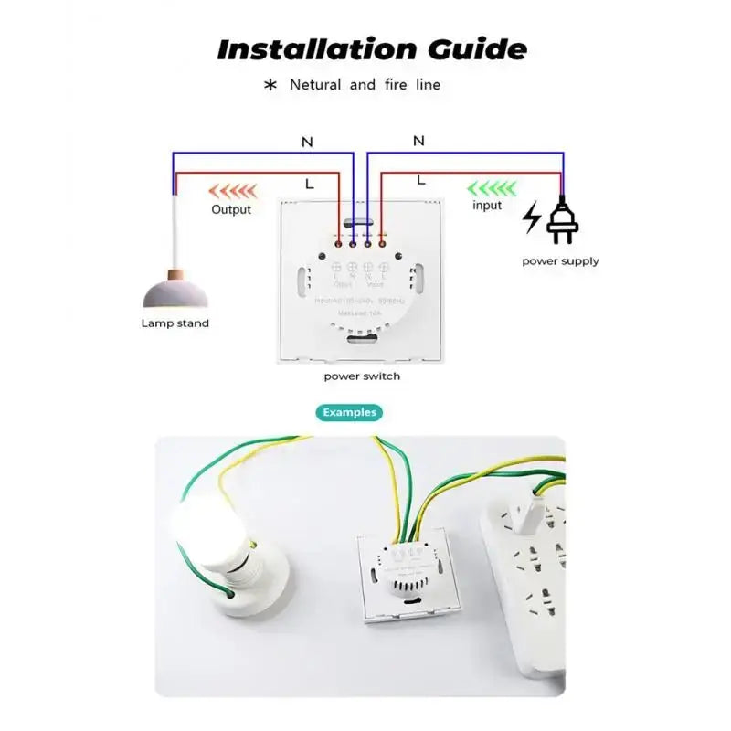 Smart Wall Light Switch Hand Sweep Sensor Infrared Sensor Switch Glass Display Panel Neutral Wire10A No Touch Needed ﻿