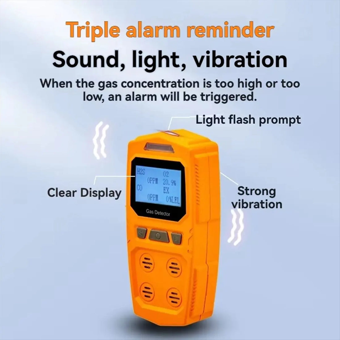 Reliable- 4 in 1 Gas Detector Combustible and Toxic Hazardous Gas Meter Portable Handheld O2 CO H2S Analyzer
