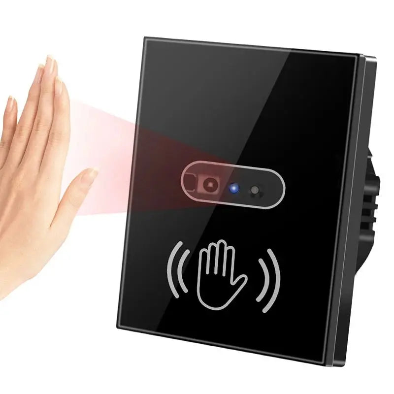Smart Wall Light Switch Hand Sweep Sensor Infrared Sensor Switch Glass Display Panel Neutral Wire10A No Touch Needed ﻿