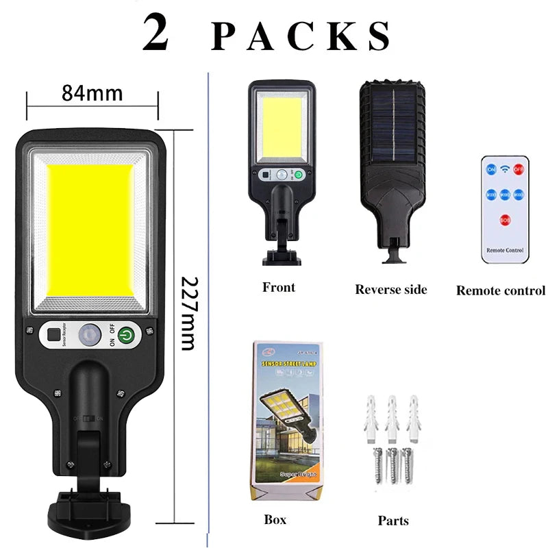 Solar Powered Security Lights 108LED Outdoor Wall Lamp with 3 Modes PIR Motion Sensor Waterproof for Outdoor Yard Fence Path