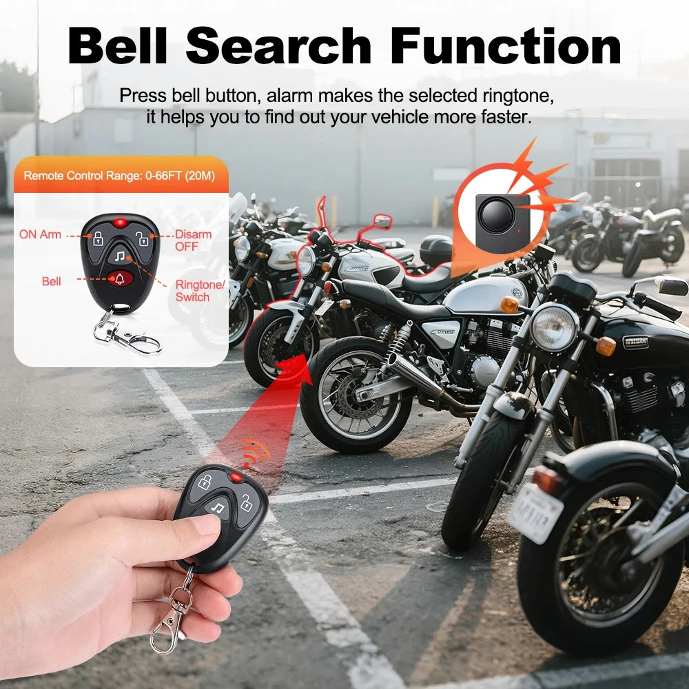Awapow Wireless Vibration Bike Alarm With Remote Control Anti-Theft Door And Window Alarm 110dB Loud Home Bicycle Security