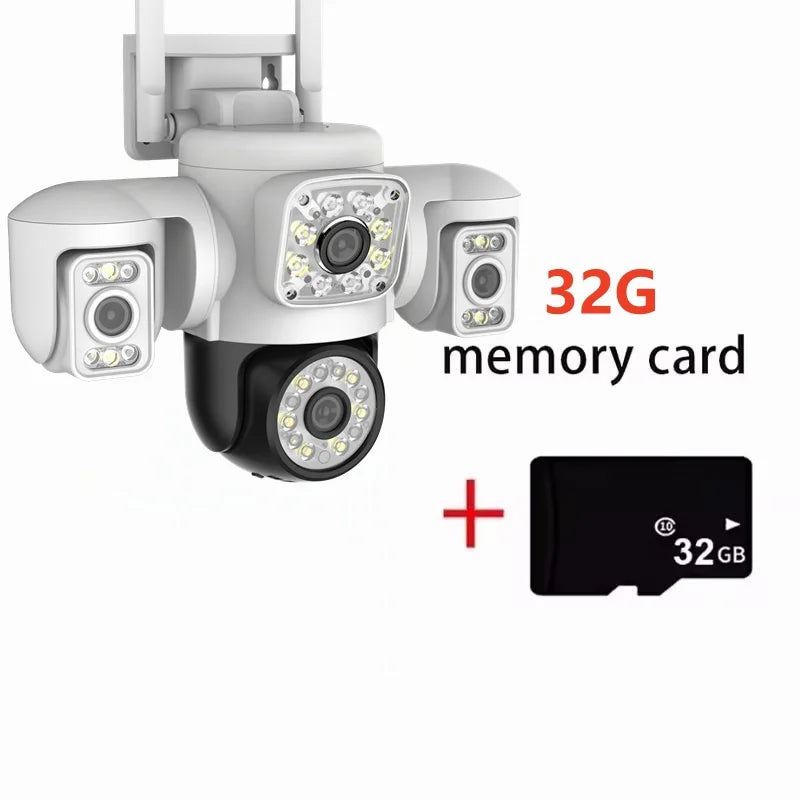 15MP PTZ WiFi Camera Four Len Three Screen 360° 16X Zoom Camera Outdoor Wireless Surveillance Auto Tracking CCTV Cameras Yoosee
