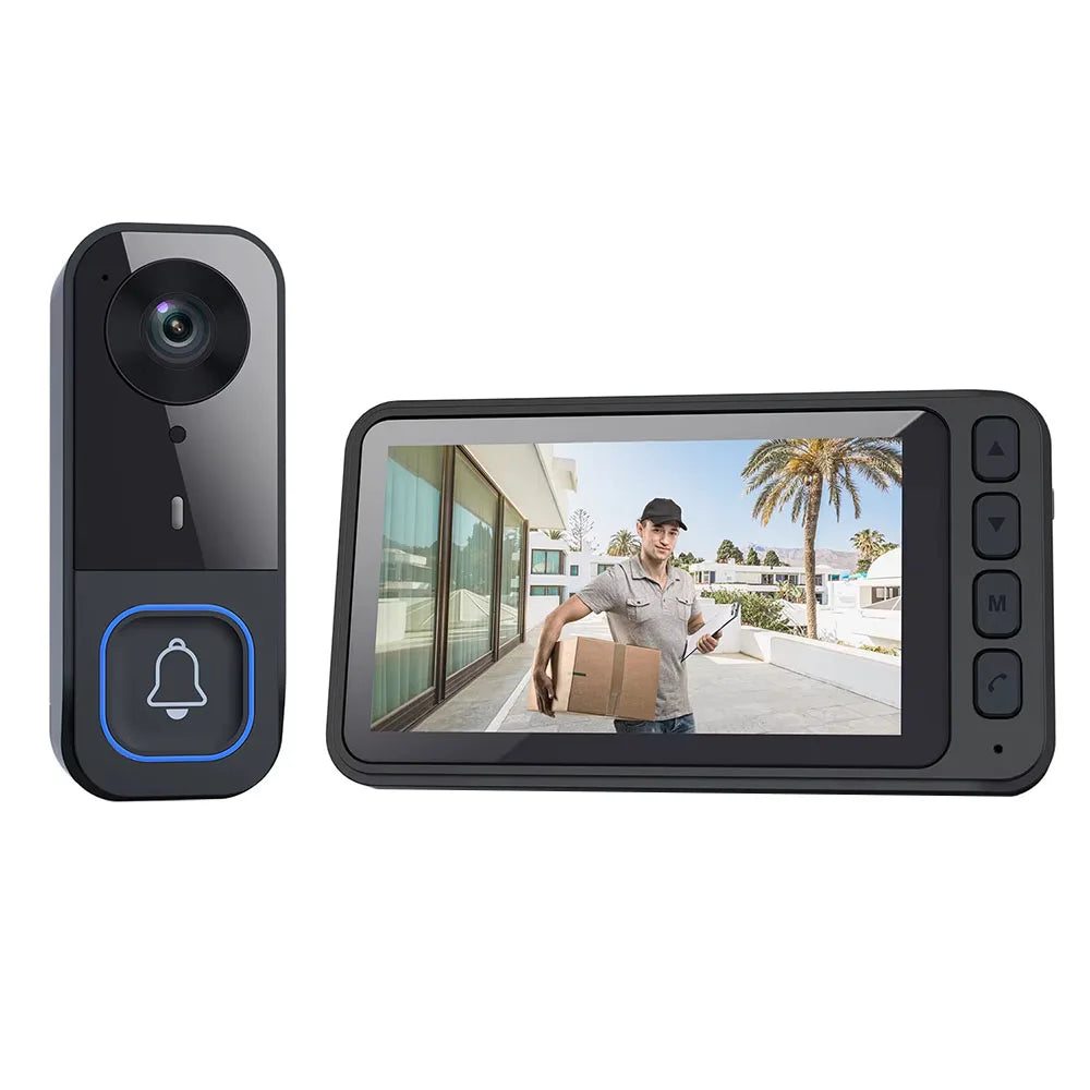 Wireless Doorbell Camera with Monitor Smart Video Doorbell 2-Way Audio Infrared Night Vision No WiFi Connection No APP Required