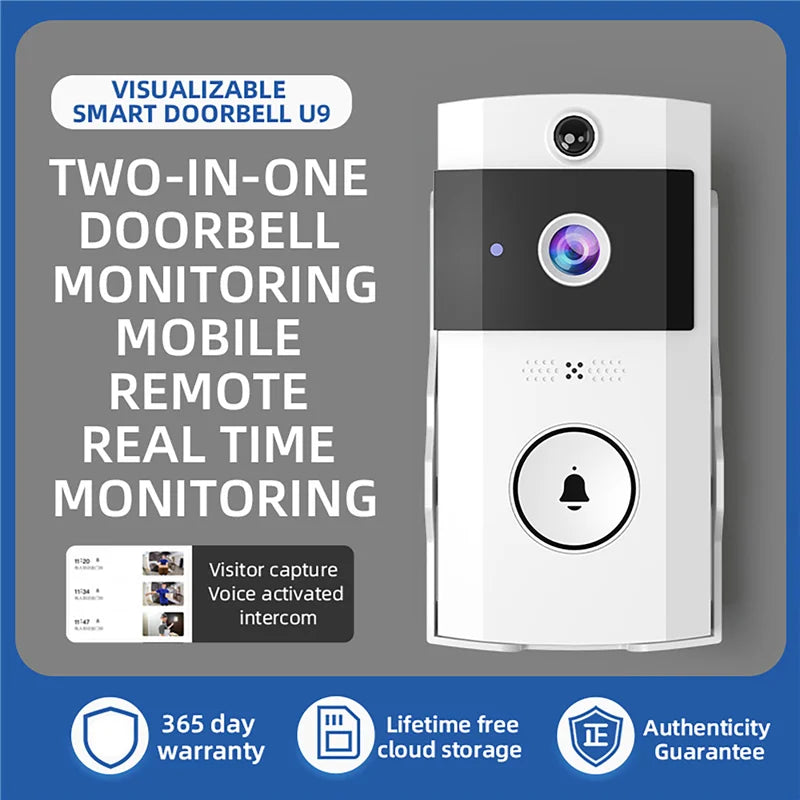 Outdoor Wireless Doorbell with Solar Cover Camera