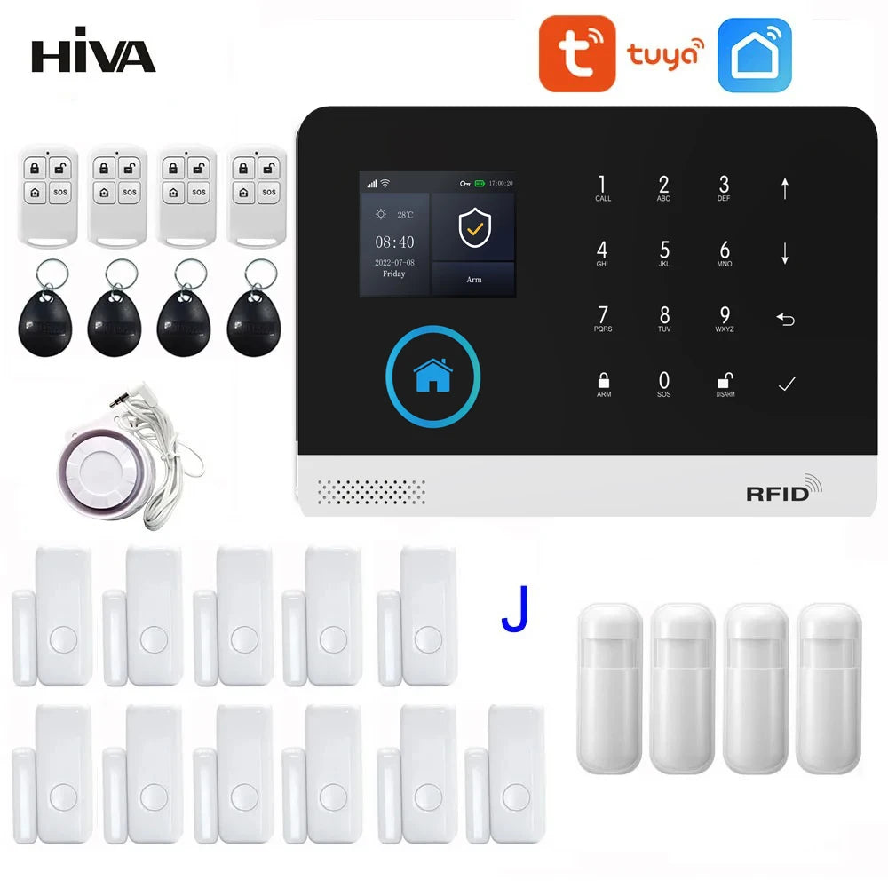 PG-103 Home Security Alarm System Wifi GSM Alarm Intercom Remote Control Autodial 433MHz Detectors IOS Android Tuya APP Control