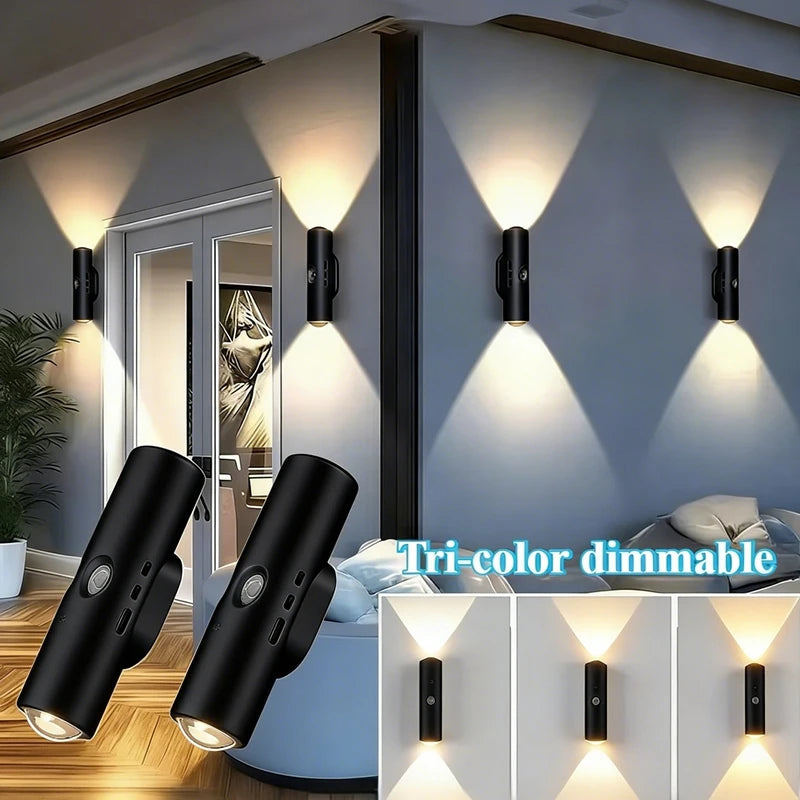 Smart Sensor Wall Light USB Rechargeable Motion Sensor Night Light LED Magnetic Spotlight for Bedroom Hallway Stairs