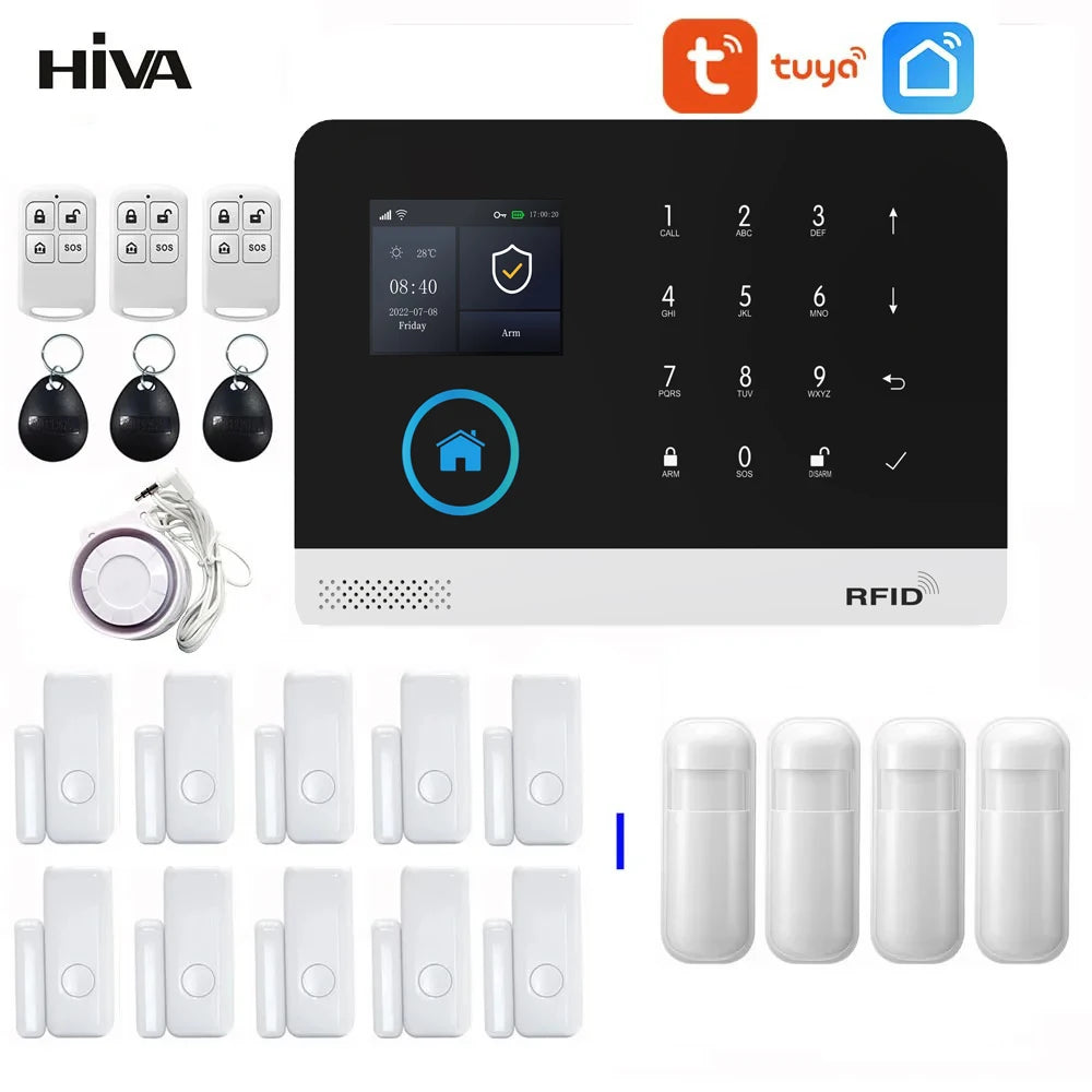 PG-103 Home Security Alarm System Wifi GSM Alarm Intercom Remote Control Autodial 433MHz Detectors IOS Android Tuya APP Control