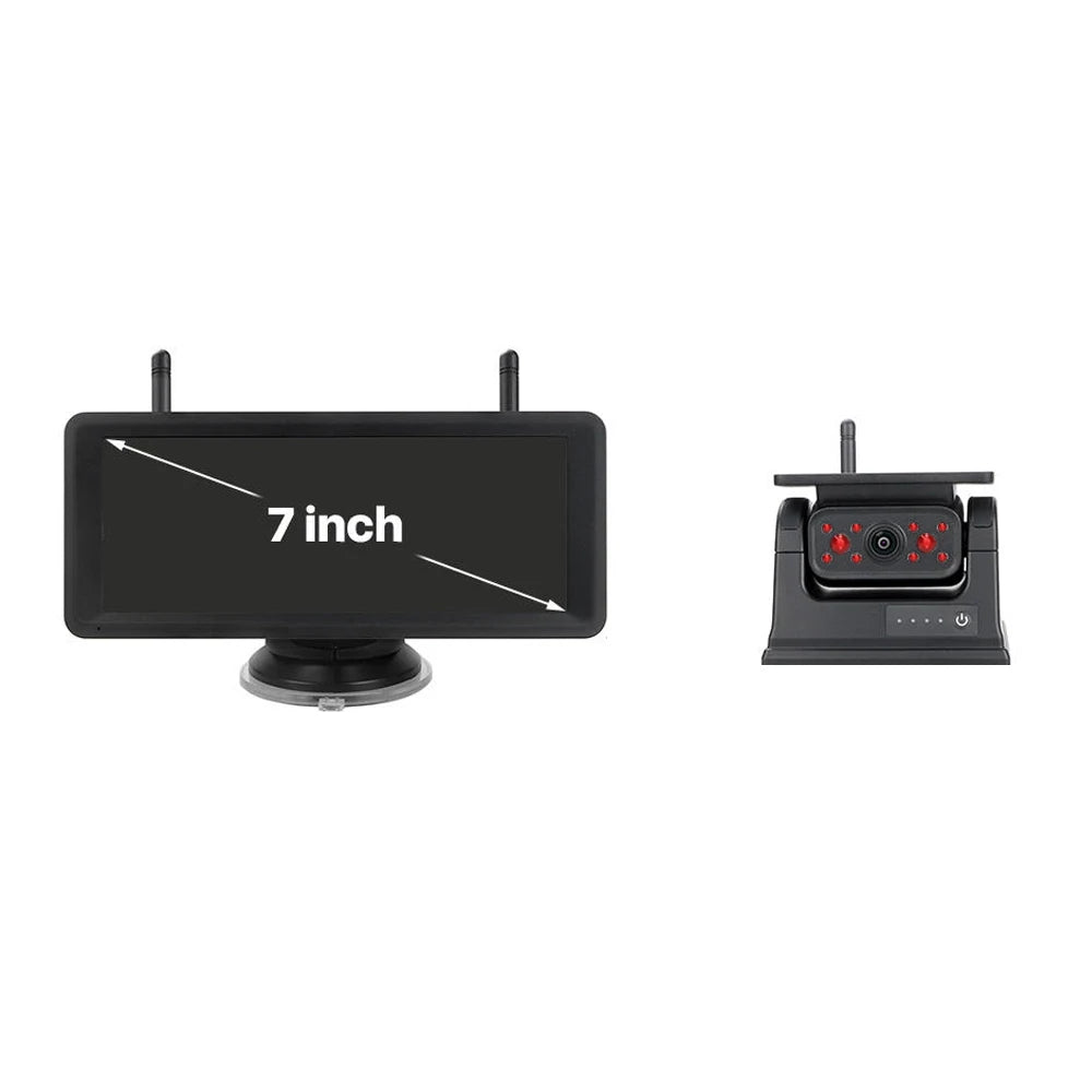 Solar Powered Wireless Backup Camera 7.2 Inch AHD 1080P Dual Screen Monitor & IP69 Waterproof Magnetic for All Cars Trucks RVs