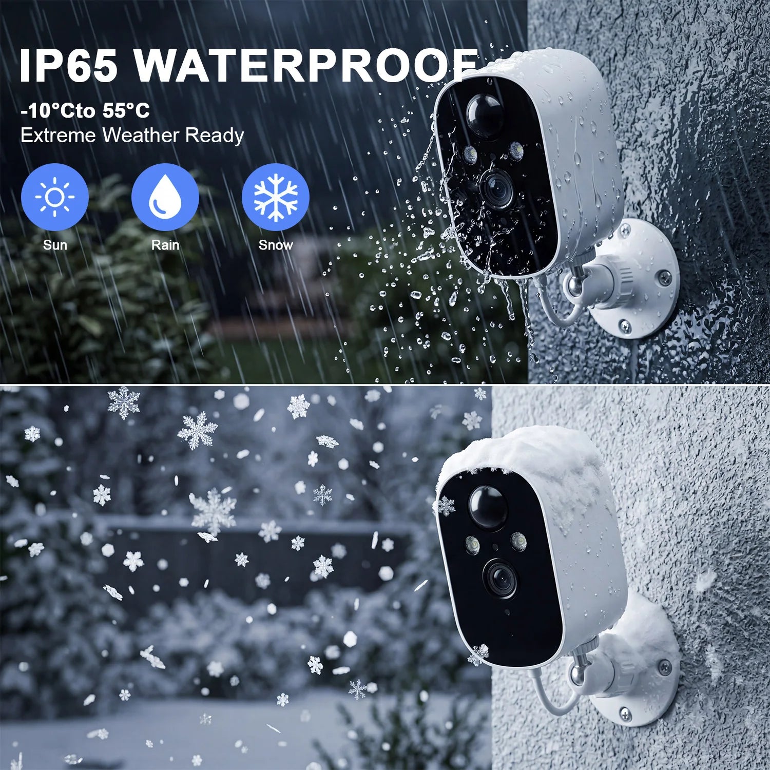 Solar Security Camera Wireless Outdoor Camera Battery Solar Powered 2K Resolution Waterproof Wifi Camera 2 Way Audio