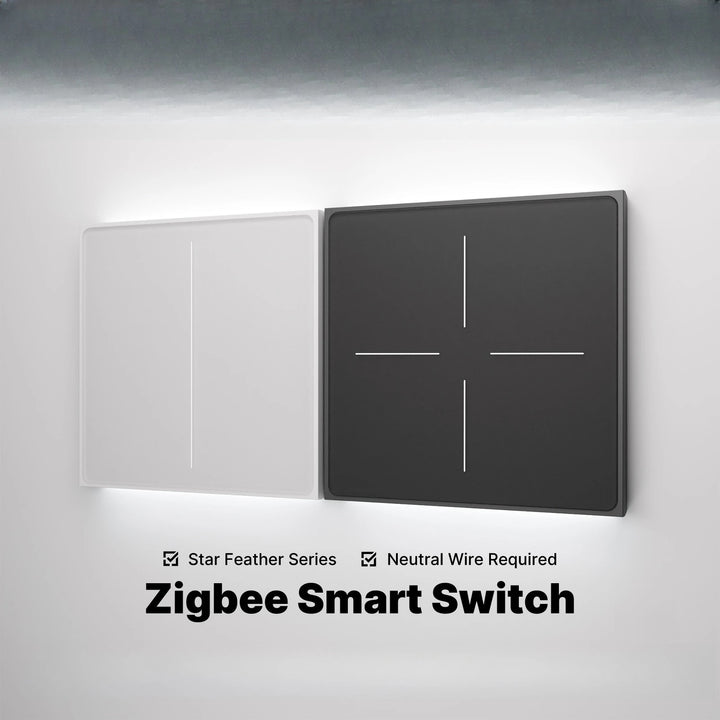 Smart Zigbee Wall Switch with Touch Glass Panel, Scene Mode Switching & APP Remote Control, No Neutral Wire Required