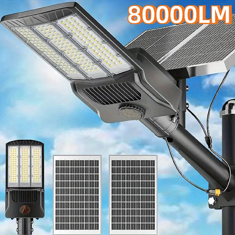 Solar Street Lights Outdoor Motion Sensor Light 8000W 800000LM 6500K Solar Security Flood Lights Solar Lamp for Yard, Road