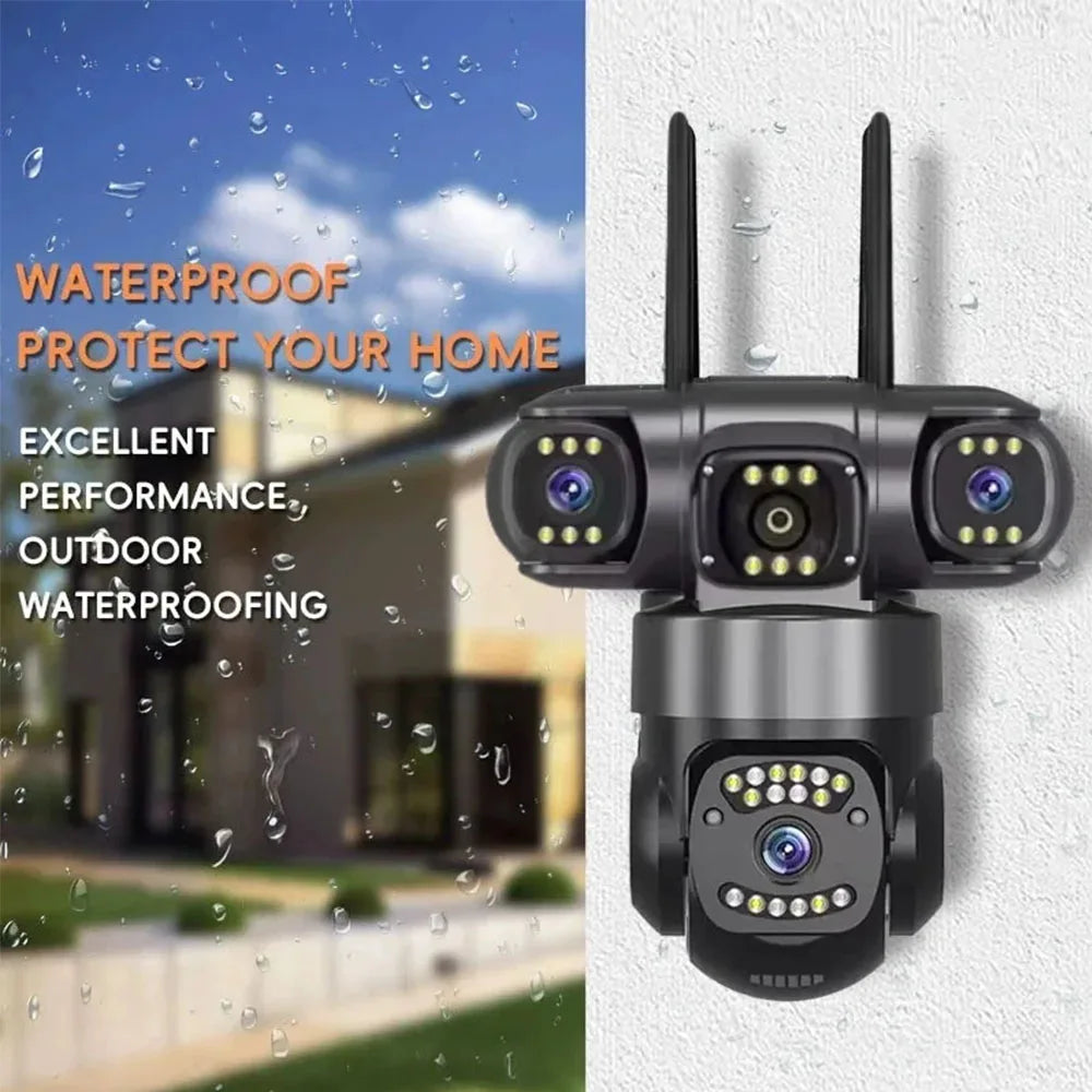WiFi IP Camera Outdoor 12MP 6K Triple Lenses Triple Screens Waterproof Night Vision Home Security CCTV Video Surveillance Cam