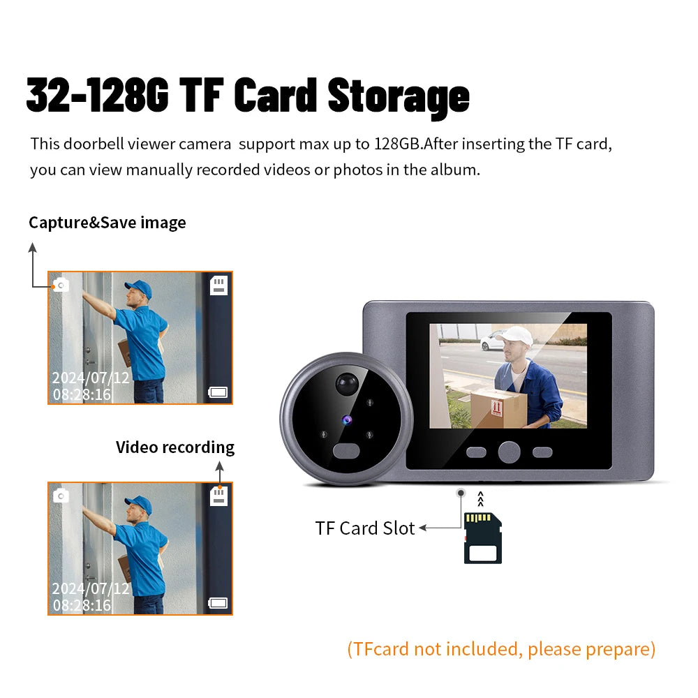 720P Smart Home Security Peephole Video Doorbell