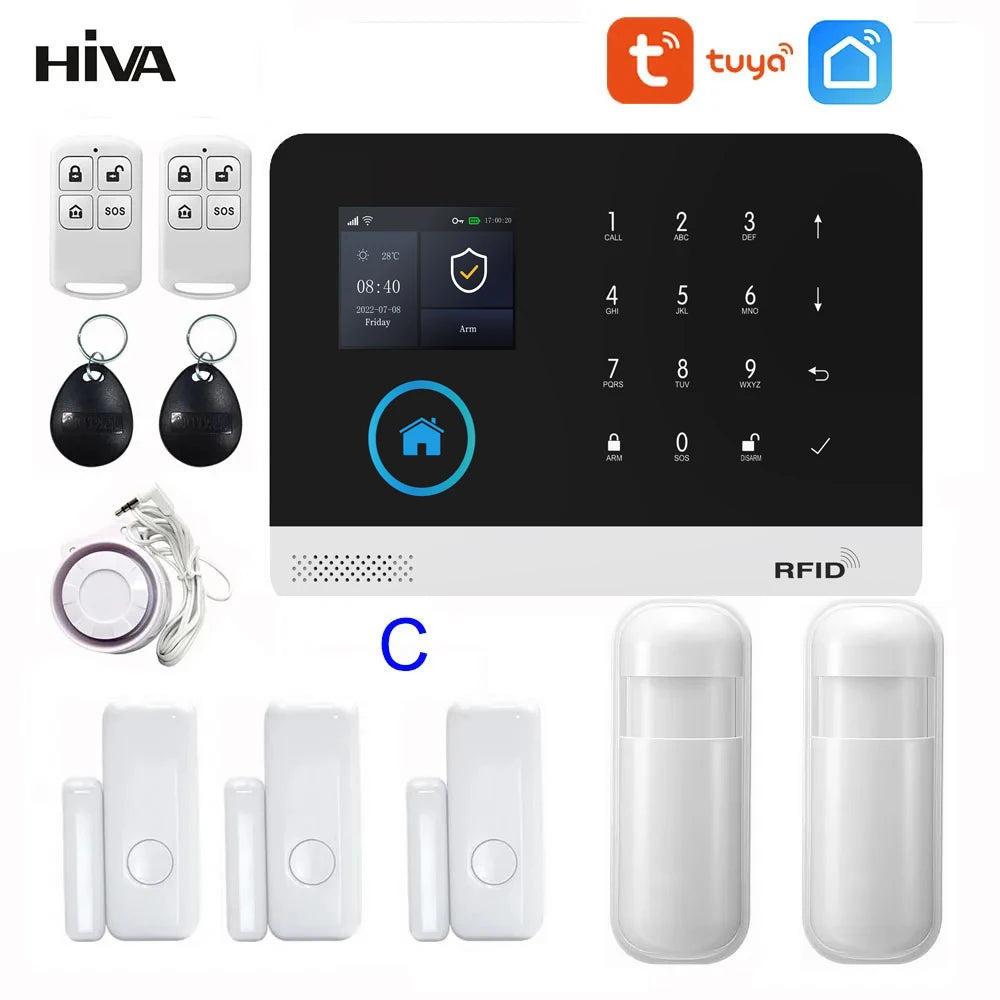 PG-103 Home Security Alarm System Wifi GSM Alarm Intercom Remote Control Autodial 433MHz Detectors IOS Android Tuya APP Control