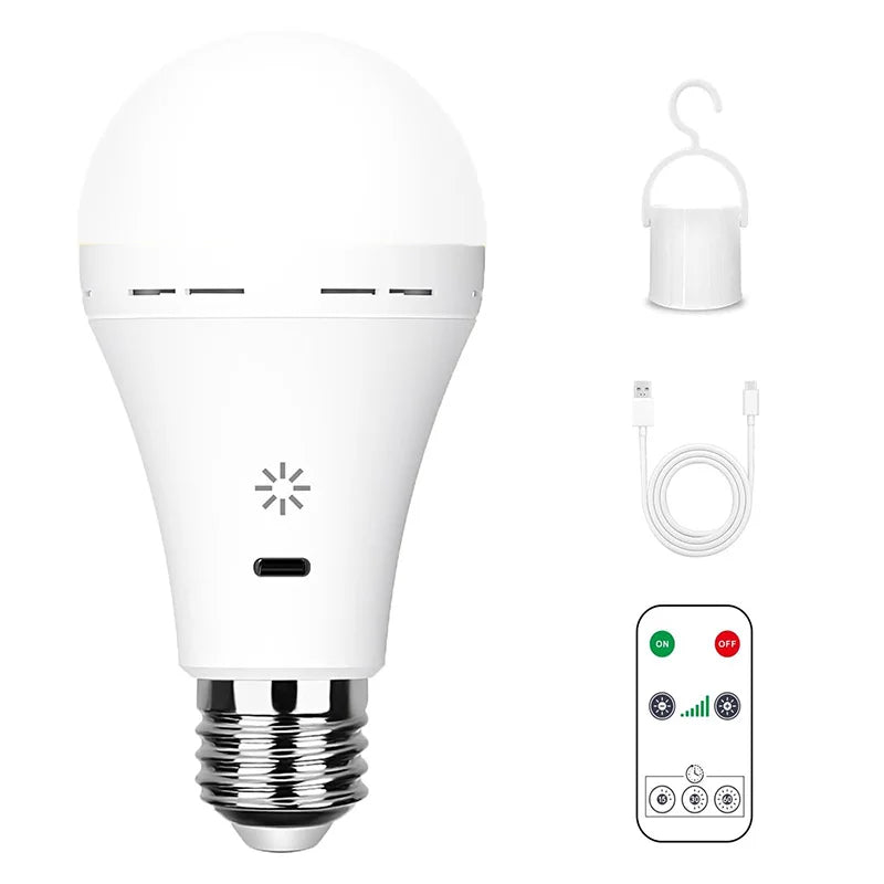 USB-C Rechargeable Light Bulb with Remote Control 5V 7W E27 Smart Battery BulbTouch Control Dimmable LED Bulbs with Timing