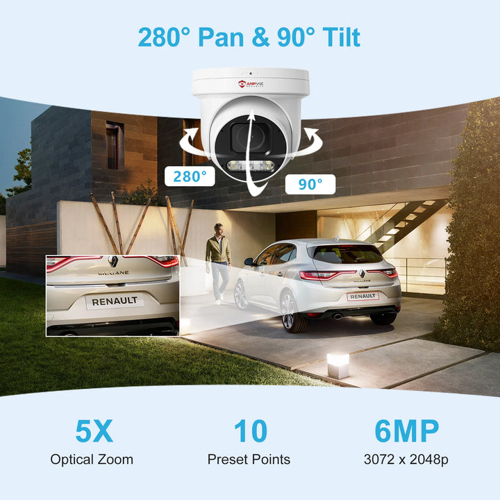 Anpviz PTZ 8MP@ 20fps PTZ IP Camera Outdoor Security 5X Optical Zoom 2.7~13.5mm Smart Dual-Light Sound &Light Alarm 2 Way Talk