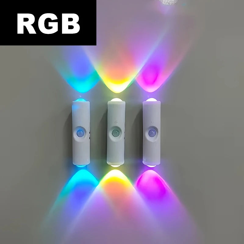 Smart Sensor Wall Light USB Rechargeable Motion Sensor Night Light LED Magnetic Spotlight for Bedroom Hallway Stairs