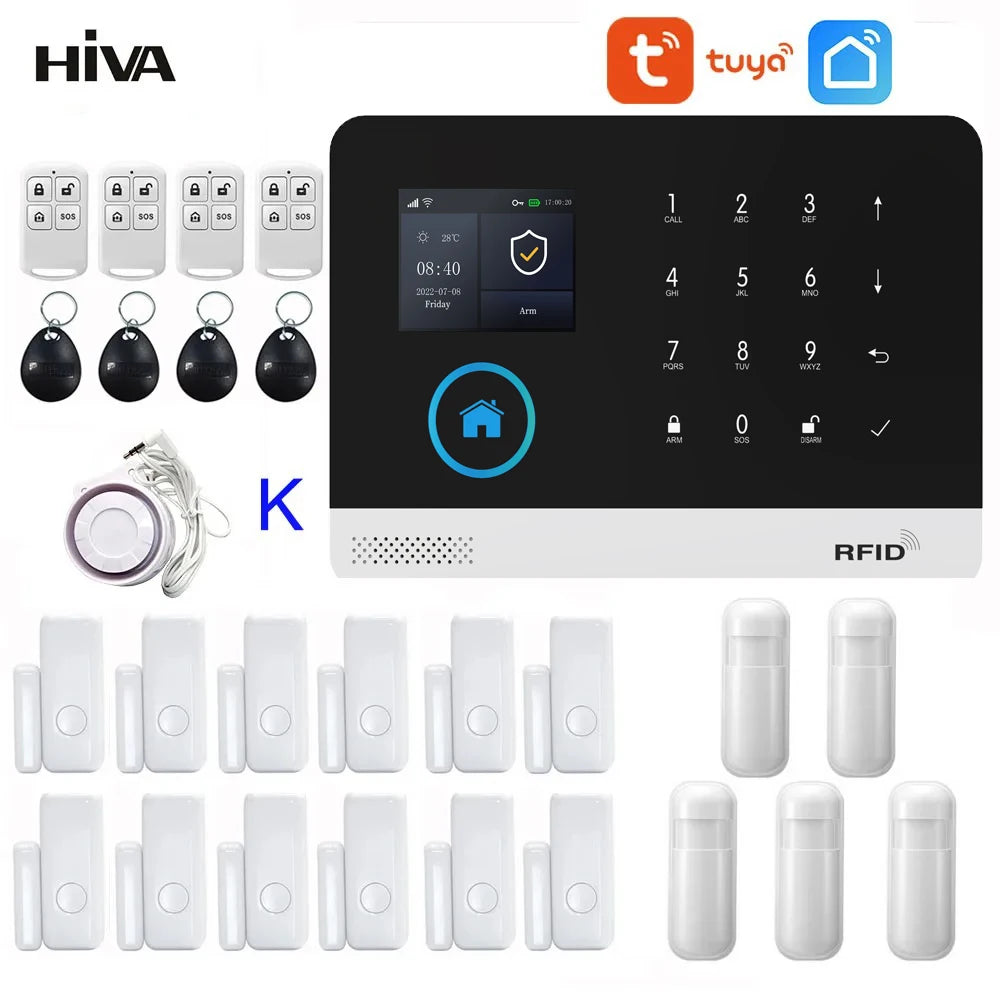 PG-103 Home Security Alarm System Wifi GSM Alarm Intercom Remote Control Autodial 433MHz Detectors IOS Android Tuya APP Control