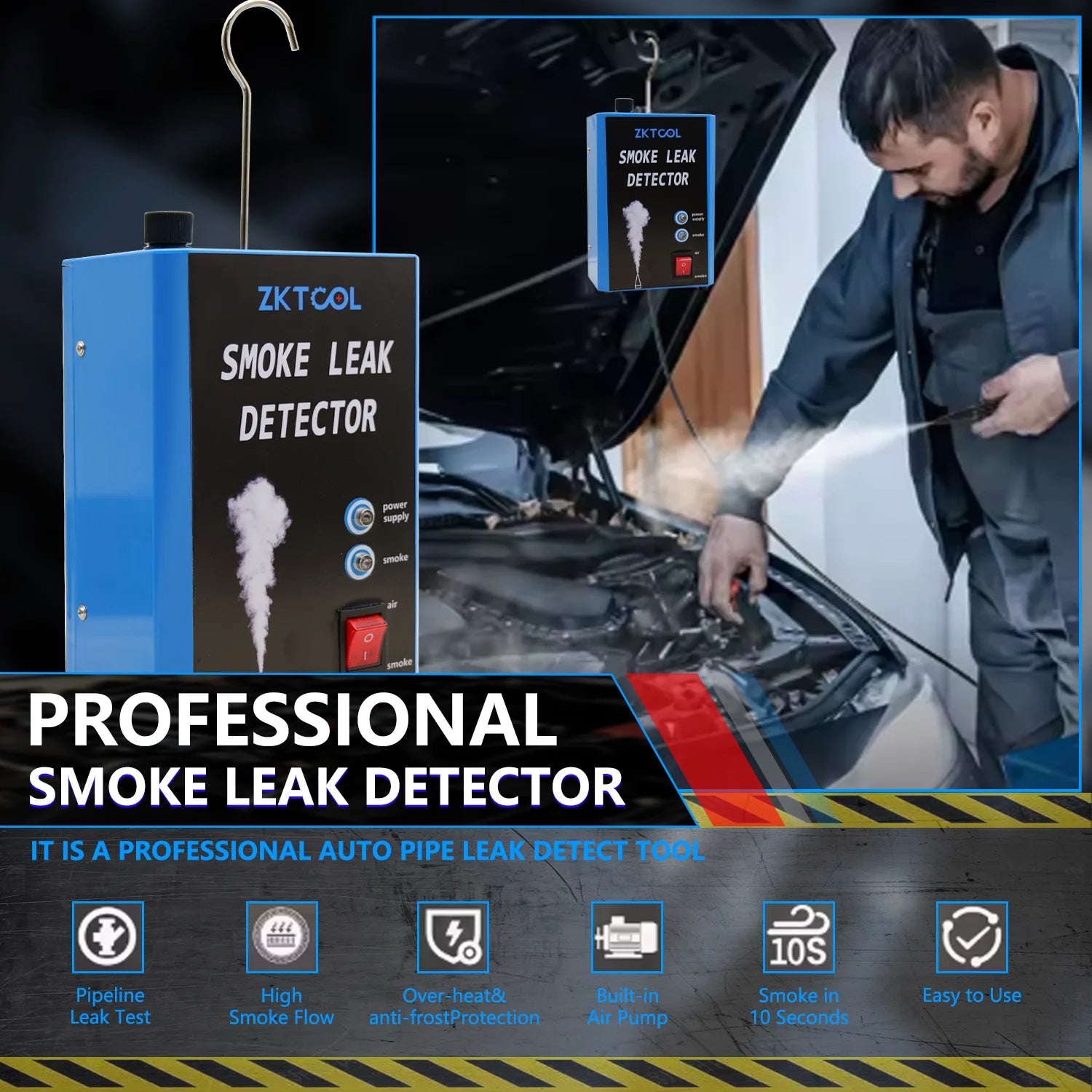 Smoke Leak Detector for Cars and Motorcycles Smoke Machine Diagnostic Tool Vacuum Leak Detection, Fast Smoke Output