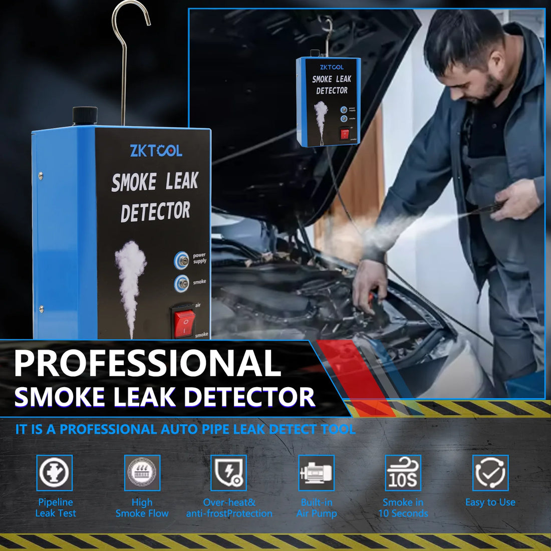 Smoke Leak Detector for Cars and Motorcycles Smoke Machine Diagnostic Tool Vacuum Leak Detection, Fast Smoke Output