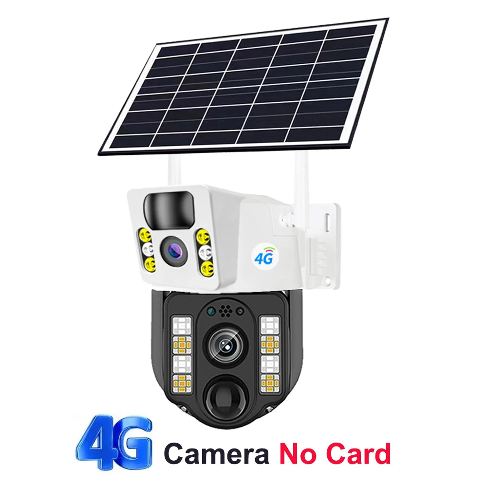 4K 8MP Dual Lens Solar 4G WiFi Camera Wireless Battery Low Powered IP Camara PIR Motion Detect External CCTV Video Surveillence