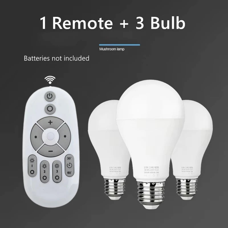 Smart LED Bulb E27 6W 9W 12W RF 2.4G Wireless Remote Control Night Light Timing Turn off Warm Cold Light Dimmable Led Lamp Bulb