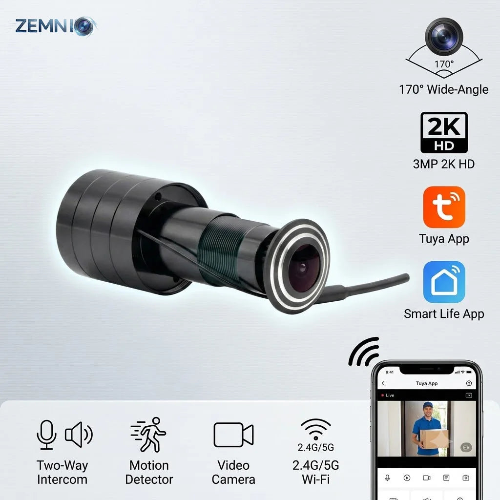 3MP 2K  WiFi Video Door Viewer Peephole Camera, 170° WideAngle