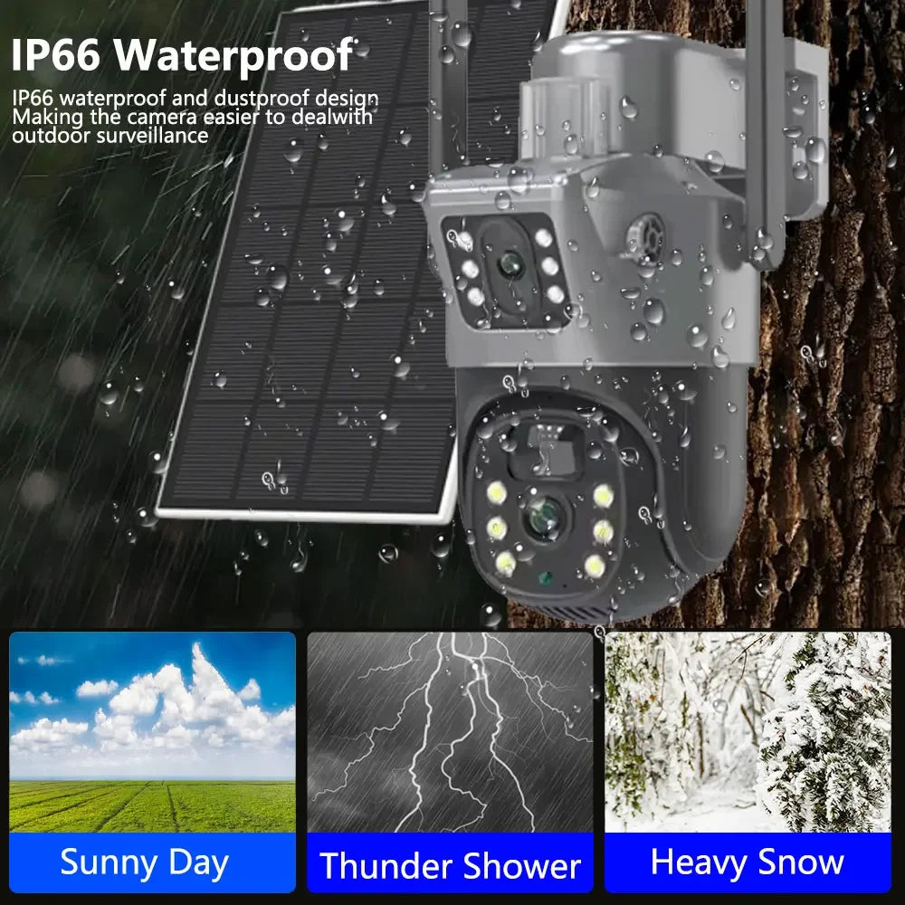 4K 8MP 5G&2.4GHZ WiFi Solar Camera Dual Lens Dual Screen CCTV Camaras PIR Detection EseeCloud Surveillance Battery PTZ Cameras
