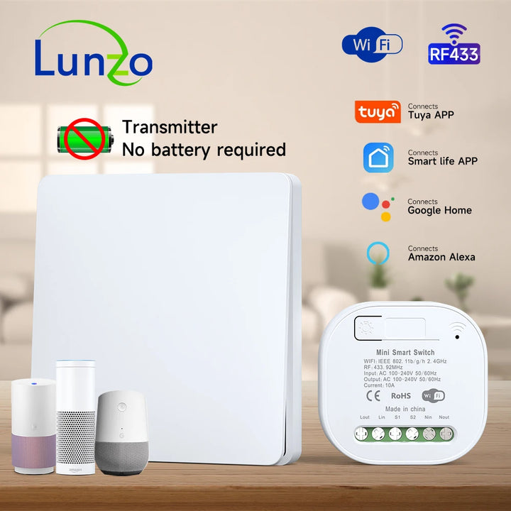 Smart Wifi Wireless Switch RF433 Self-Powered Push Button Wall Panels Remote Controller Light Switch Waterproof Wall Switches